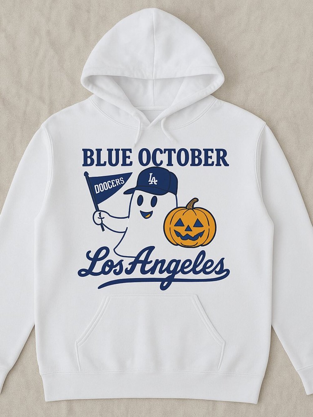 Los Angeles Baseball Ghost Blue October Pumpkin Halloween Graphic T-Shirt
